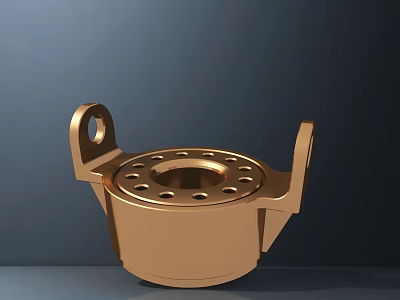 Modern Golden Tableware Set Featuring Handles And Perforated Surface Design 3d model
