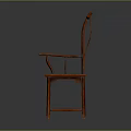 Traditional Wooden Leisure Chair With Curved Backrest And Armrests In Dark Brown