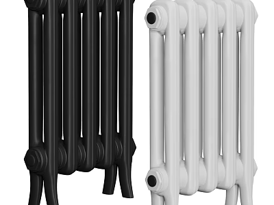 Classic Black And White Column Radiators For Home Heating Systems 3d model