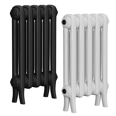 Classic Black And White Column Radiators For Home Heating Systems 3d model