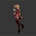 Anime Character With Golden Long Hair Red Outfit Crown Holding Book And Long Boots