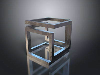 Modern Nested Metal Cube Frame Decorative Side Table For Home Living Space 3d model
