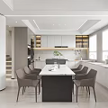 Modern Living Dining Room Interior with TV Wall Brown Chairs White Coffee Table Staircase