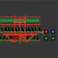 Red And Green Agricultural Cultivator With Black Components And Colorful Buttons