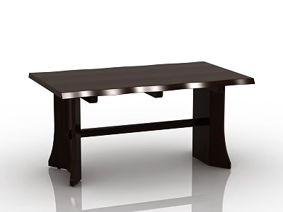 Dark Wooden Dining Table With Modern Simple Design Rectangular Shape And Sturdy Legs For Home Use 3d model