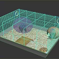 Hamster Cage Setup With Pink Exercise Ball Orange Hideout And Wood Shavings
