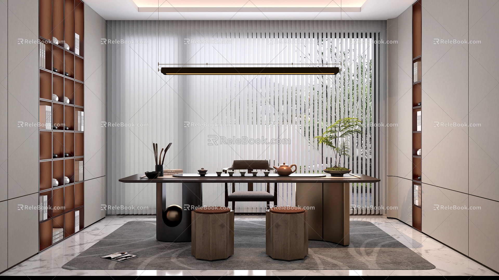 New Chinese Style Tea Room Tea Tasting Area Tea Room Tea Table and Chair Tea Table Tea Drinking Area Tea Tasting Room High-grade Tea Table 3d model