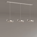 Three Modern Transparent Pendant Lights Hanging From Ceiling With Gray Background 3d model