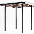 Outdoor Pergola With Black Metal Posts And Wooden Lattice Roof Structure