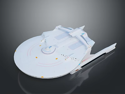 Futuristic White Spacecraft Model With Disc Shaped Structure For Cosmic Exploration 3d model