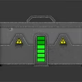 Gray Metal Equipment Case With Handle Green Indicator Lights Yellow Warning Signs And Red Button