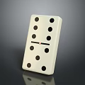 White Domino Shaped Decorative Furniture Piece With Black Dots And Central Stripe