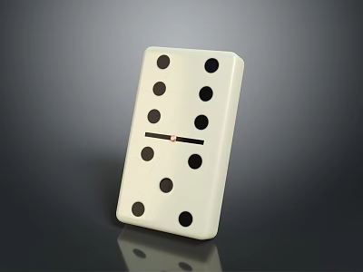 White Domino Shaped Decorative Furniture Piece With Black Dots And Central Stripe 3d model