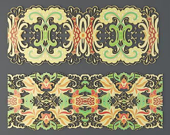 Chinese ethnic style color carved traditional pattern national decoration 3d model