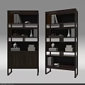 Modern Wooden Bookcase With Multiple Open Shelves Holding Books And Decorative Bowls