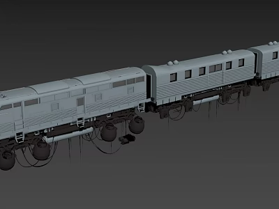 Gray Train Exterior With Multiple Carriages Wheel Details And Design Features 3d model