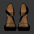 Silver High Heels With Orange Inner Crisscross Straps Shiny Metallic Finish And Black Sole Design