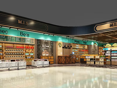 Modern Supermarket Department Store Interior With Shelves Product Display And Shopping Space 3d model