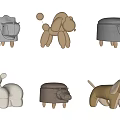 Adorable Animal Shaped Stools With Fabric Upholstery And Wooden Legs For Kids Room Decor