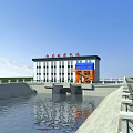 Hongshizui Hydropower Station Building Structure With Water Gates And Reservoir Area