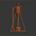 Orange Industrial Equipment With Conical Top Vertical Cylindrical Section And Metal Frame On Wheels