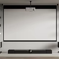 Professional Projection Monitoring Setup With Projector Screen And Surveillance Cameras