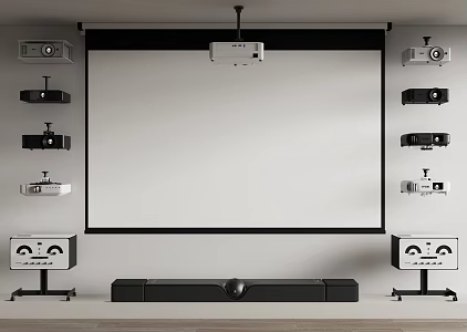 Projection screen projector sound 3d model