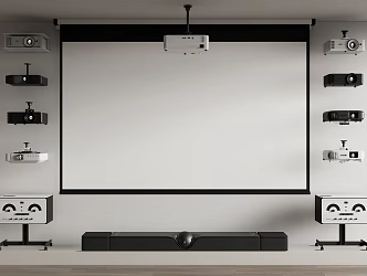Projection screen projector sound 3d model