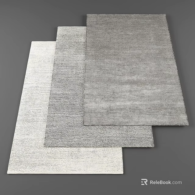 Modern Square Rugs In Neutral Tones With Textured Patterns And Soft Fabric 3d model