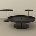 Modern Black Round Tray Style Coffee Table Set With Three Pieces And Sleek Design 3d model