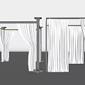 Elegant Outdoor Decorative Structures With White Curtains And Metal Frames 3d model