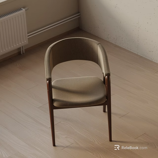 Modern Accent Chair With Curved Backrest Upholstered Seat And Dark Wooden Legs 3d model 