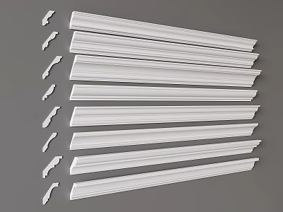 Decorative White Gypsum Cornice Molding for Interior Home Decoration with Various Styles 3d model