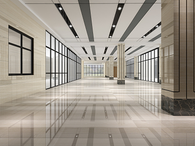 Modern Hall Simple Office Hall 3d model