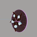 Modern Wall Light With Circular Dark Brown Frame And Star Shaped White Lamps