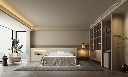 New Chinese Room Hotel Room 3d model