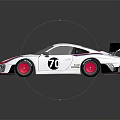 White Race Car With Red Blue Stripes Rear Wing And Number 10