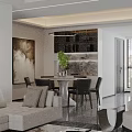 Modern Light Luxury Open Plan Living And Dining Room Interior With Elegant Furniture And Decor