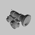 Vintage Cannon 3D Model With Barrel Wheels And Dark Blue Background
