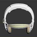 White Sleek Over Ear Computer Headphones With Light Brown Ear Cushions And Microphone