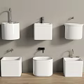 Modern White Washbasins Display With Wall Mounted And Countertop Styles And Faucets