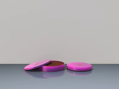 Pink Hinged Door Containers with Open Closed Lids and Brown Interior Design 3d model
