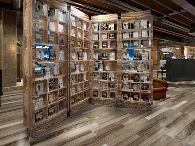 Cozy Café Interior With Bookshelves Full Of Books Wooden Floors And Open Space 3d model