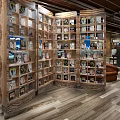 Cozy Café Interior With Bookshelves Full Of Books Wooden Floors And Open Space