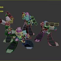 Multiple Robot Character Models With Different Designs And Poses 3d model