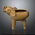 Elephant Shaped Orange Ceramic Pot For Home Decor And Storage Use