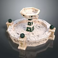 Garden Ornament Marble Fountain with Octagonal Base and Green Spherical Decorations