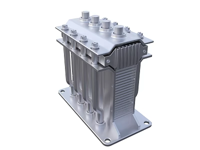 Industrial Metallic Equipment Featuring Multiple Bolts Heat Sink Structure And Base Stand 3d model