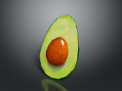 Fresh Ripe Halved Avocado Showing Green Flesh and Brown Seed on Dark Background 3d model