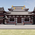 Ancient Chinese Architecture With Traditional Wooden Structures Overhanging Eaves And Symmetrical Courtyard Layout